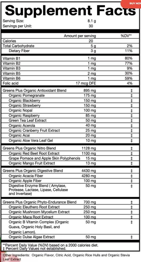 Greens Plus Organic Superfood Reds